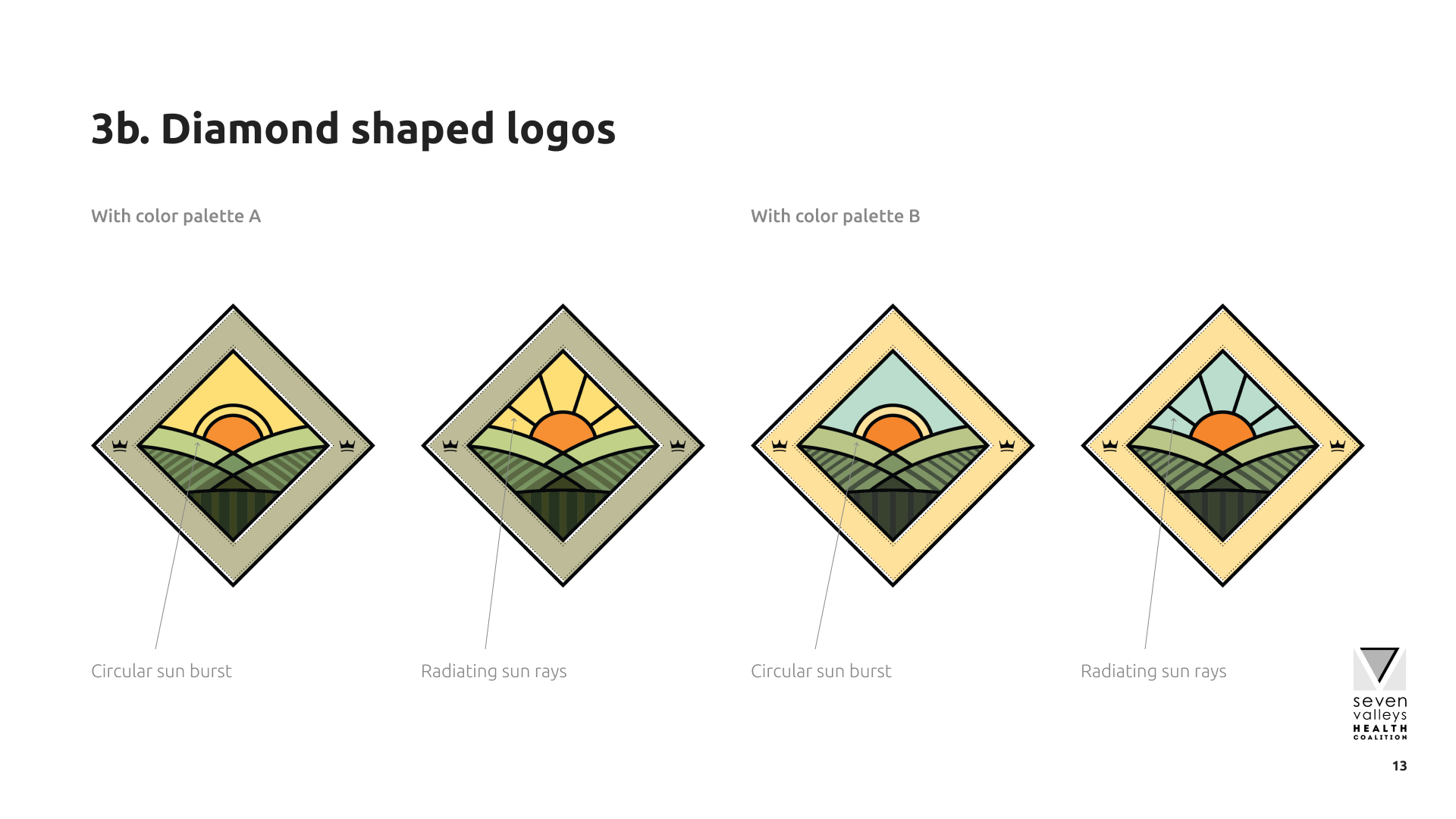 Page showing the logo in a diamond shape